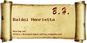 Balási Henrietta névjegykártya