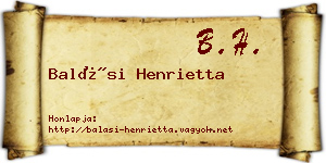 Balási Henrietta névjegykártya